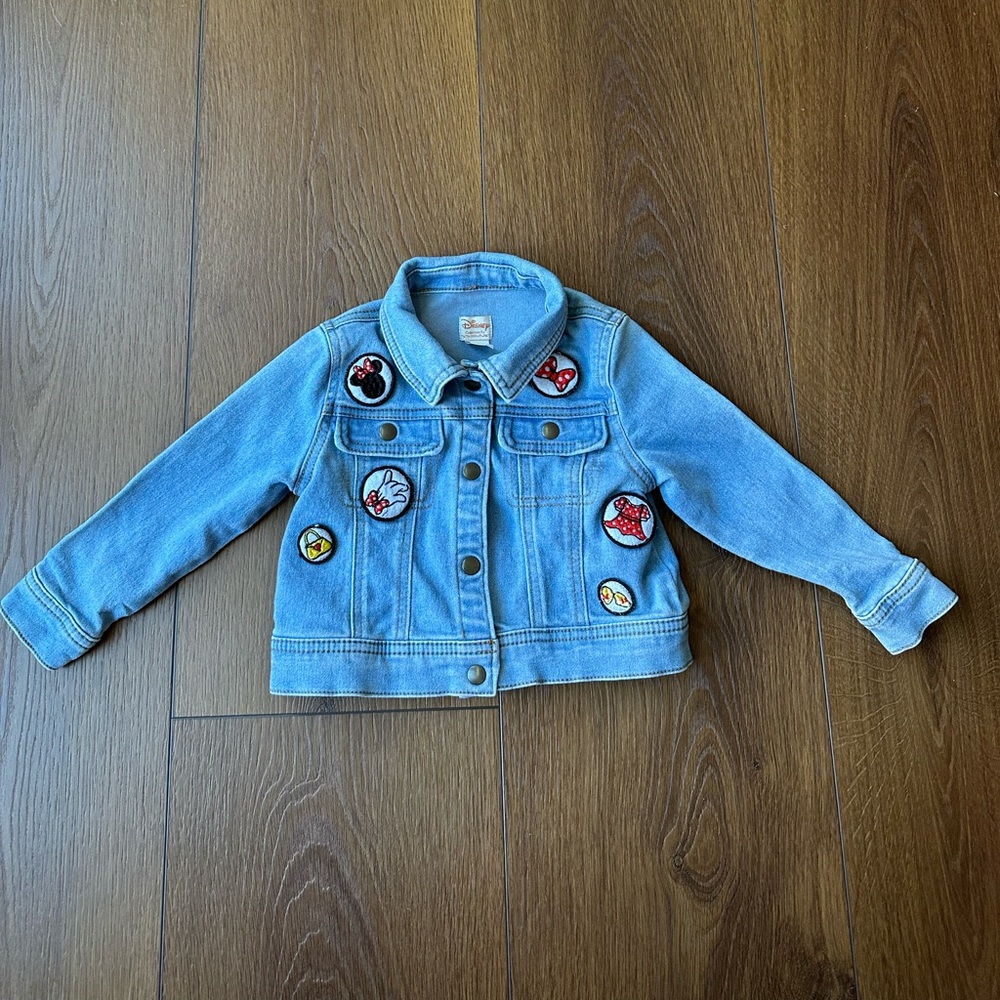 Children's Light Blue Denim Jacket with Mini Mouse Patches